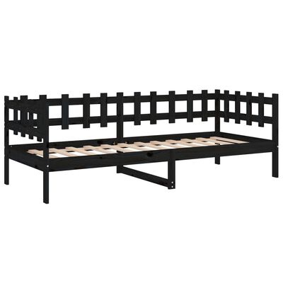 vidaXL Sofá cama madera maciza de pino negro 90x190 cm