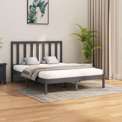 vidaXL Estructura de cama madera maciza gris King Size 150x200 cm