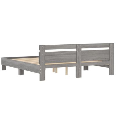 vidaXL Cama con cabecero madera de ingeniería gris Sonoma 160x200 cm