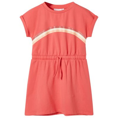 Vestido infantil con cordón color coral 104