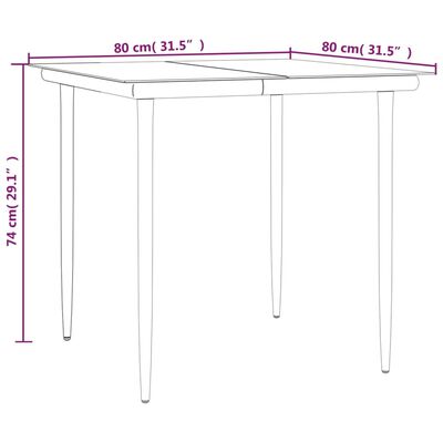 vidaXL Juego de comedor jardín 3 pzas ratán sintético acero gris negro