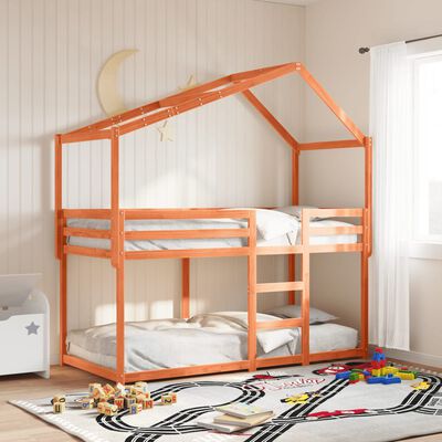 vidaXL Techo de cama infantil madera maciza marrón 203x80,5x142 cm