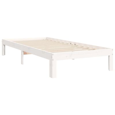 vidaXL Estructura de cama con cabecero madera maciza blanco