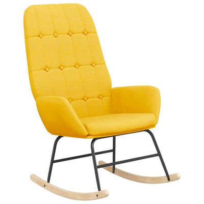 vidaXL Sillón mecedora con taburete tela amarillo mostaza