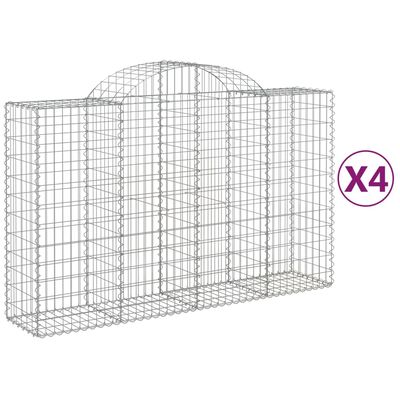 vidaXL Cestas de gaviones 4 uds forma de arco hierro 200x50x120/140 cm