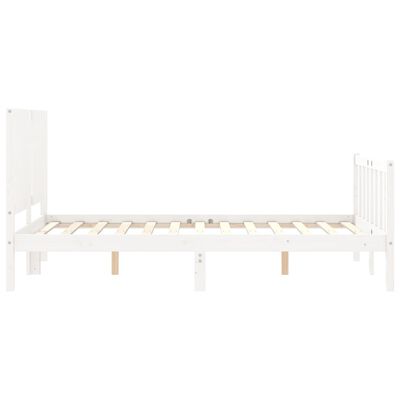 vidaXL Estructura cama de matrimonio con cabecero madera maciza blanco