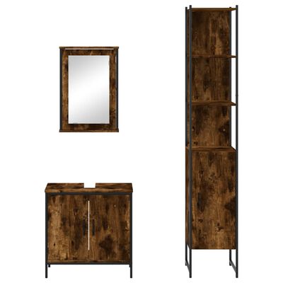 vidaXL Set de muebles baño 3 pzas madera contrachapada roble ahumado