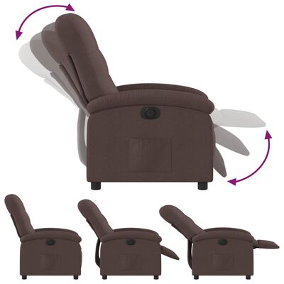 vidaXL Sillón reclinable eléctrico tela marrón oscuro