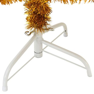 vidaXL Medio árbol de Navidad artificial con soporte PET dorado 120 cm