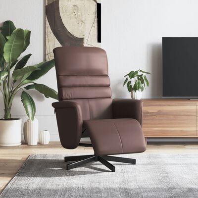 vidaXL Sillón reclinable con reposapiés cuero sintético marrón