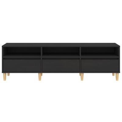 vidaXL Mueble de TV madera contrachapada negro 150x30x44,5 cm