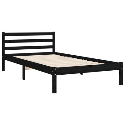 vidaXL Estructura de cama con cabecero madera maciza negro 100x200 cm