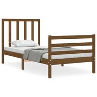 vidaXL Estructura cama con cabecero madera maciza marrón miel 90x200cm