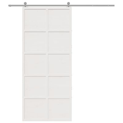 vidaXL Puerta de granero madera maciza pino blanca 90x208 cm