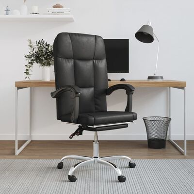 vidaXL Silla de oficina reclinable cuero sintético negro