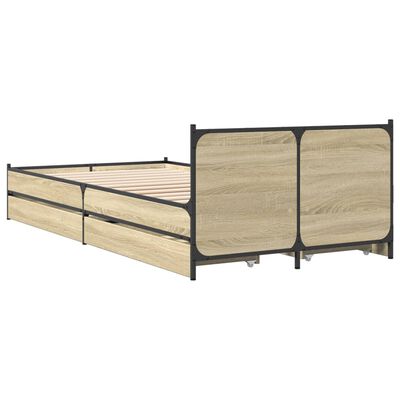 vidaXL Cama con cajones madera ingeniería roble Sonoma 75x190 cm