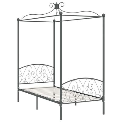 vidaXL Estructura cama con dosel sin colchón metal gris 90x200 cm