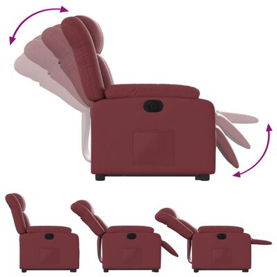 vidaXL Sillón elevable eléctrico cuero artificial rojo tinto