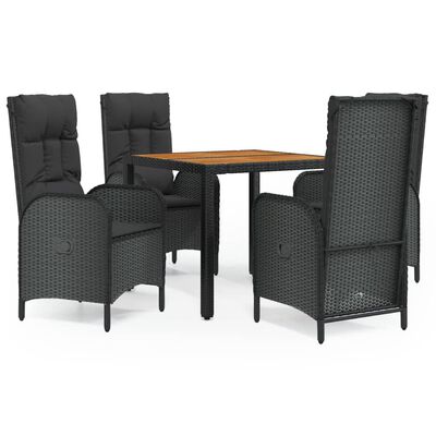 vidaXL Set de muebles jardín 5 pzas con cojines ratán sintético negro