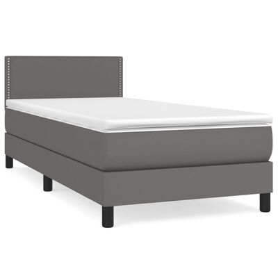 vidaXL Cama box spring con colchón cuero sintético gris 80x200 cm