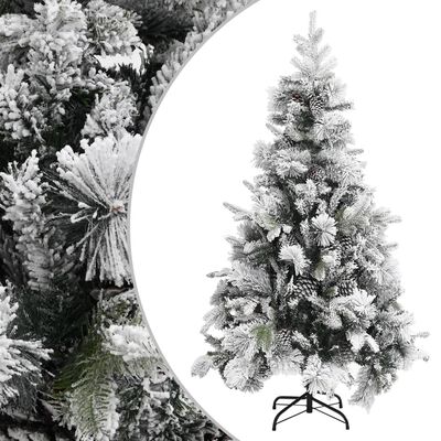 vidaXL Árbol de Navidad con nieve flocada y piñas PVC y PE 195 cm