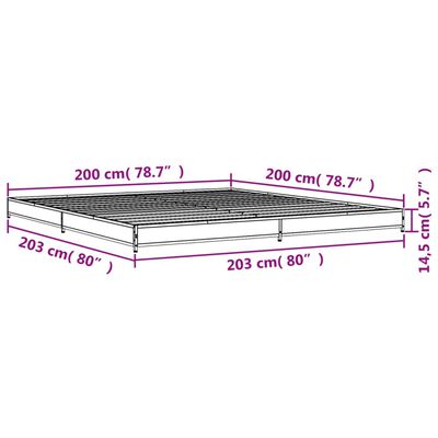 vidaXL Estructura cama madera ingeniería metal marrón roble 200x200 cm