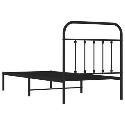 vidaXL Estructura cama sin colchón con cabecero metal negro 90x200 cm