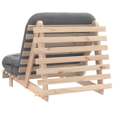 vidaXL Futón sofá cama con colchón madera maciza de pino 80x206x11 cm