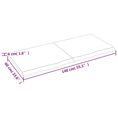 vidaXL Encimera de baño madera maciza sin tratar 140x60x(2-4) cm