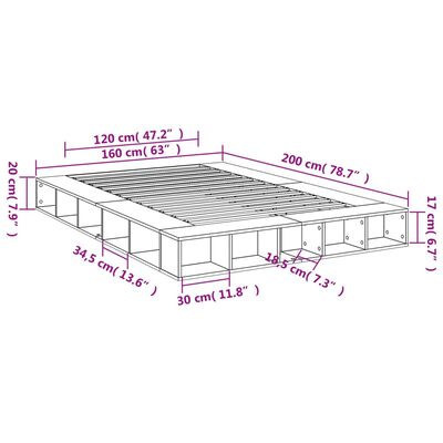 vidaXL Estructura de cama madera de ingeniería marrón roble 160x200 cm