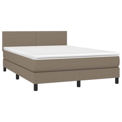 vidaXL Cama box spring con colchón tela gris taupe 140x190 cm