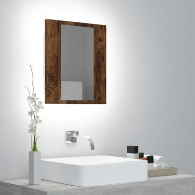 vidaXL Armario de baño con espejo LED madera roble ahumado 40x12x45 cm