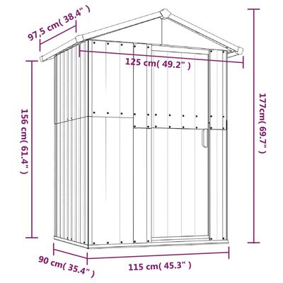 vidaXL Cobertizo de jardín acero galvanizado marrón 126x97,5x177 cm