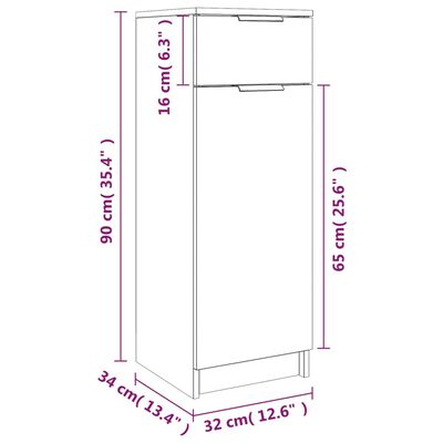 vidaXL Armario de baño madera contrachapada gris Sonoma 32x34x90 cm