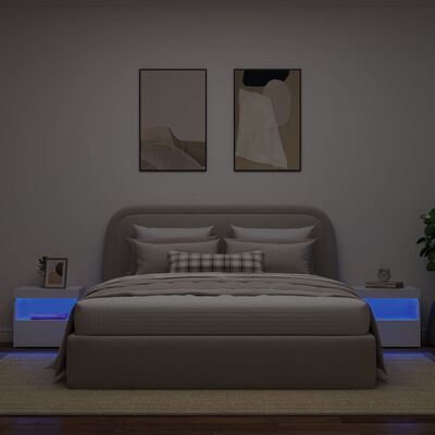 vidaXL Mesitas de noche con luces LED 2 unidades blanco 50x40x45 cm