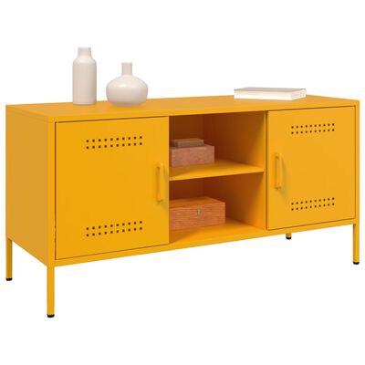 vidaXL Mueble de TV de acero amarillo mostaza 100,5x39x50,5 cm