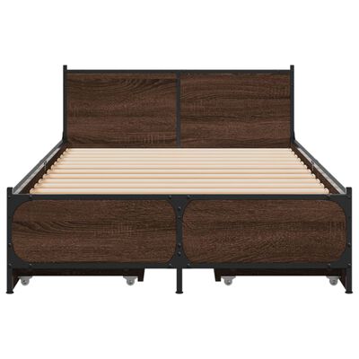 vidaXL Cama con cajones madera de ingeniería marrón roble 75x190 cm