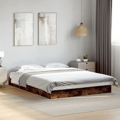 vidaXL Estructura de cama sin colchón madera roble ahumado 140x190 cm