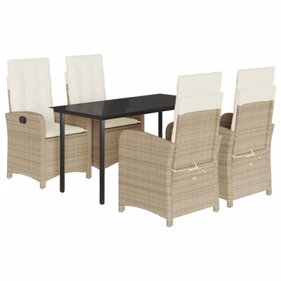 vidaXL Set comedor de jardín 5 pzas con cojines ratán sintético beige