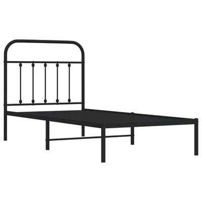 vidaXL Estructura cama sin colchón con cabecero metal negro 90x200 cm