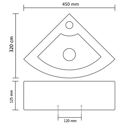 vidaXL Lavabo con rebosadero 45x32x12,5 cm negro