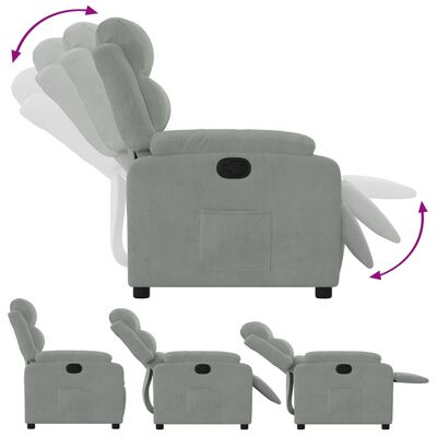 vidaXL Sillón reclinable de terciopelo gris claro