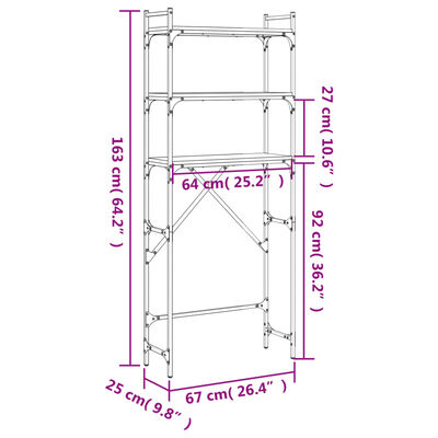 vidaXL Estantería para lavadora madera ingeniería negra 67x25x163 cm