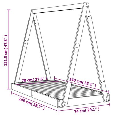 vidaXL Estructura de cama para niños madera maciza de pino 70x140 cm