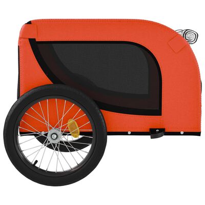 vidaXL Remolque de bicicleta mascotas hierro tela Oxford naranja negro