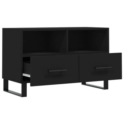 vidaXL Mueble para TV madera contrachapada negro 80x36x50 cm