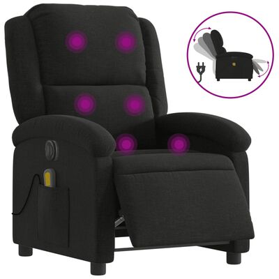 vidaXL Sillón reclinable de masaje eléctrico tela negro