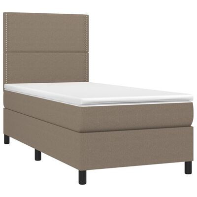 vidaXL Cama box spring colchón y luces LED tela gris taupe 100x200 cm