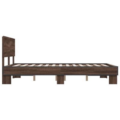 vidaXL Estructura cama madera ingeniería metal marrón roble 140x200 cm