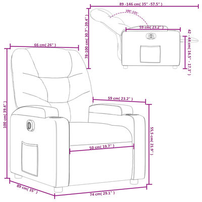 vidaXL Sillón reclinable eléctrico de tela marrón